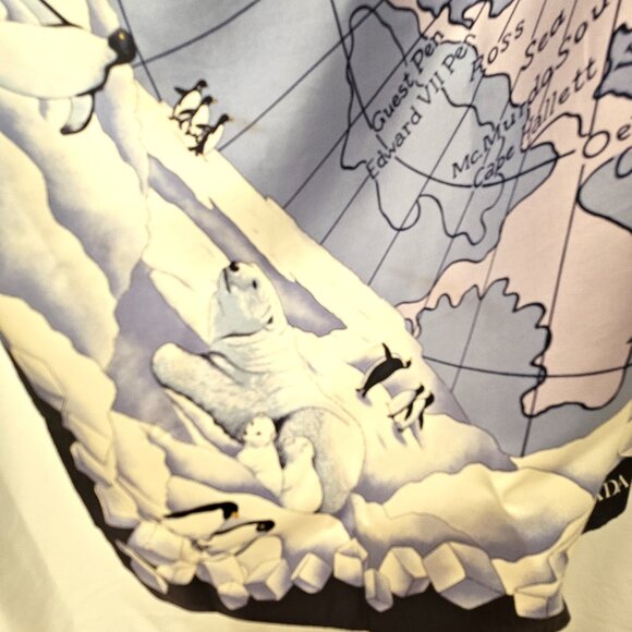 Escada rare Antarctica silk scarf map penguins ice floes polar bears - Picture 10 of 10
